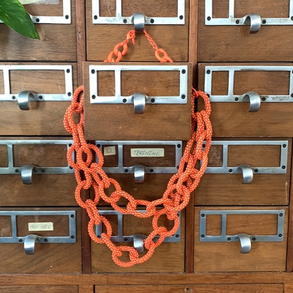 Orange Double Strand Chunky Chain Necklace Zara - Picture 2 of 8